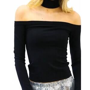 NEW ELAN off shoulder choker top in black